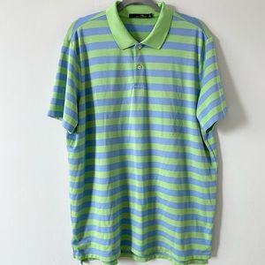 RLX Ralph Lauren Men’s Polo Shirt Blue Green stripped XL Golf short sleeve